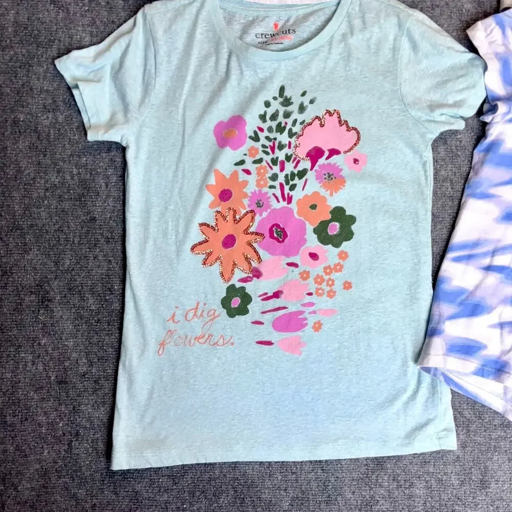 Girls Tops Lot of 4 XL-XXL 12-16 Crewcuts Gap Kids Old Navy Floral Tees Tanks